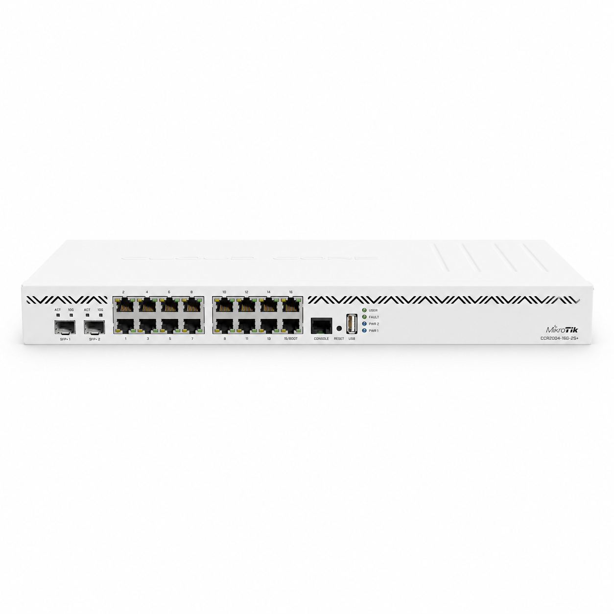 روتر میکروتیک CCR2004-16G-2S+ با ۱۶ پورت گیگابیتی و ۲ پورت +SFP